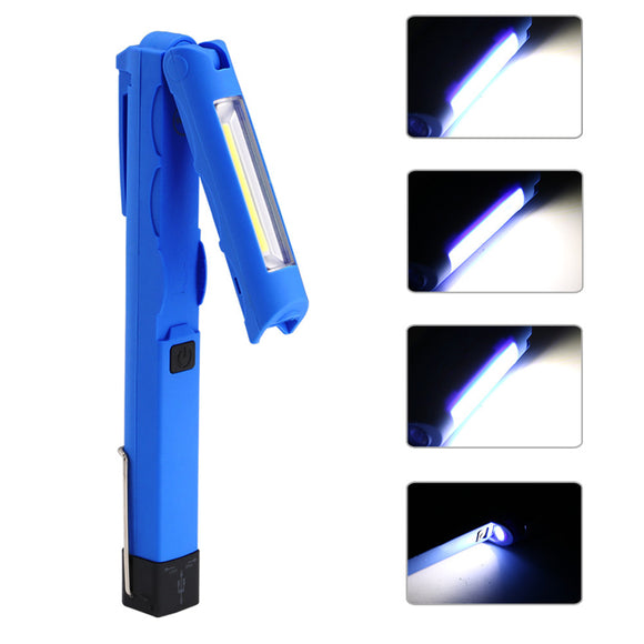 LED+COB 300LM 4 Modes Foldable Magnetic Tail USB Rechargeable Flashlight Work Lamp Light Mini Torch