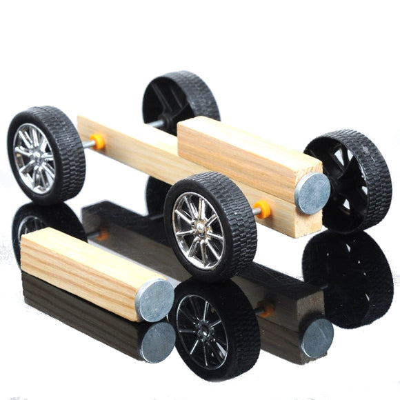 DIY Handmade Small Wooden Car Kit Magnetic Wood Model Assembly Toys