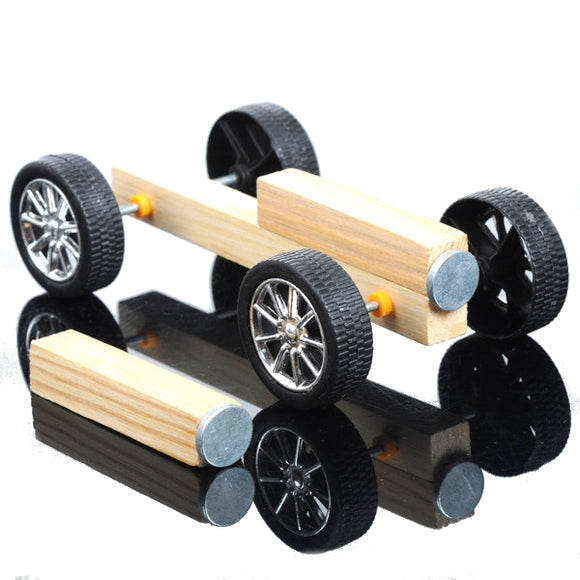 DIY Handmade Small Wooden Car Kit Magnetic Wood Model Assembly Toy