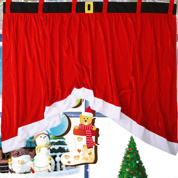 160x92x77cm Cotton Panel Christmas Festival  Red Window Curtain Door Drape Home Decoration