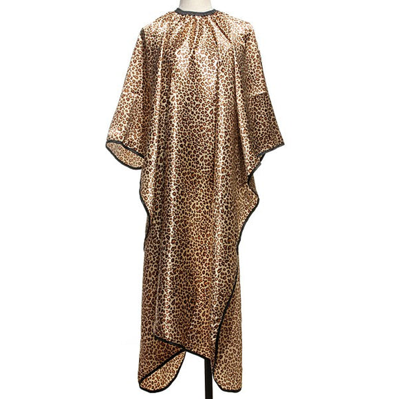 Soft Leopard Pattern Hairdressing Tape Robe Salon Tools Barber Cutting Cap Gown Cloth Adult