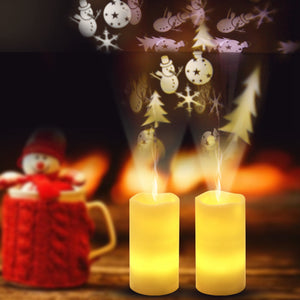 Battery PoweredChristmas Snowflake LED Candle Light Flameless Projection Flickering Remote Control