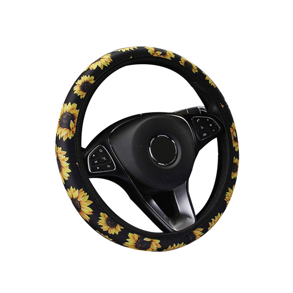 Car Steering Wheel Cover Sunflower Flower Without Inner Ring Elastic Belt Handle