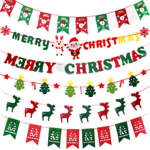 Christmas 2017 Paperboard Pennant Flags Banners Hanging Buntings Garland Banner String Party Flag
