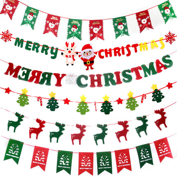 Christmas 2017 Paperboard Pennant Flags Banners Hanging Buntings Garland Banner String Party Flag