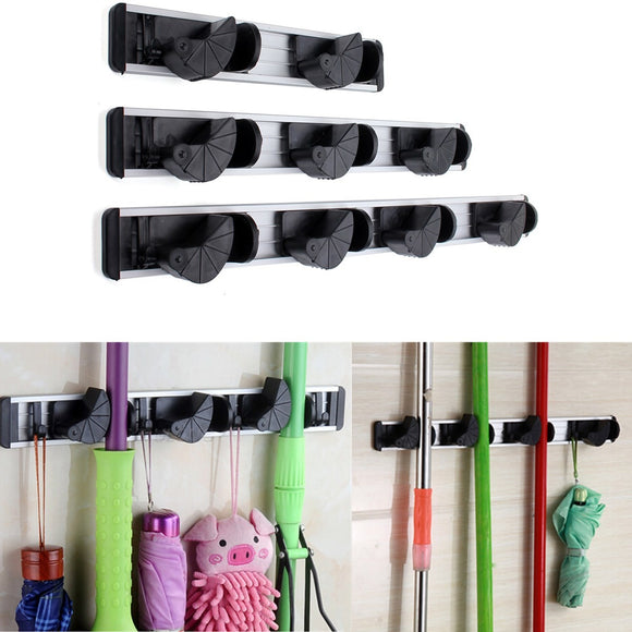 Multiduction Aluminium Wall Mounted Mop Broom Holder Brush Rack Cloth Hanger