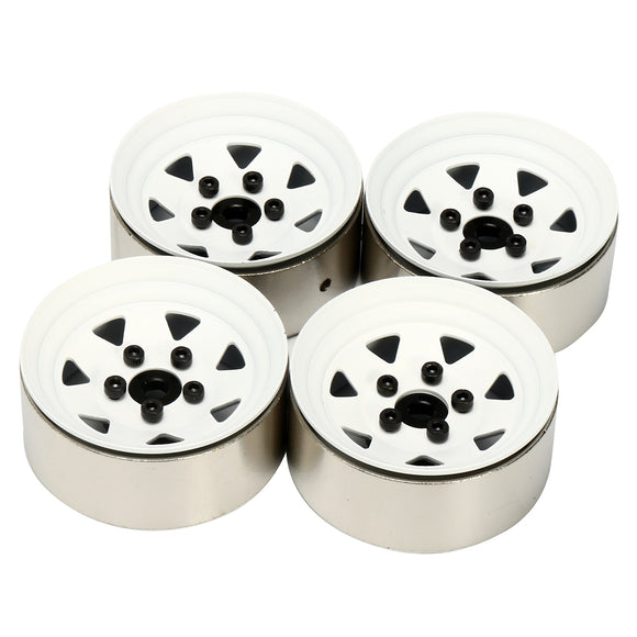 4PCS One Pack 1:10 RC Crawler 1.9 Inches White Metal Wheel Rim