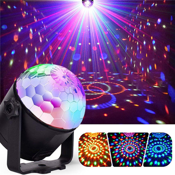 7W RGBYW Voice Activated Remote Control LED Crystal Magic Ball Stage Light for Bar Show AC100-240V