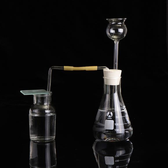 Laboratory CO2 Carbon Dioxide Gas Preparation Kit Lab Glass Conical Flask Funnel Collection Bottle