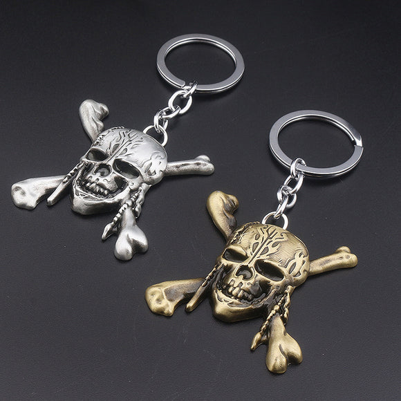 Punk Pirates of the Caribbean Keychain Captain Skull Pendant Key Ring Gift