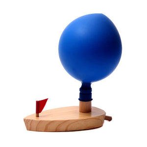 Kids Bath Balloon Powered Boat Children Learning Wooden Toy Classic Bathroom Gifts