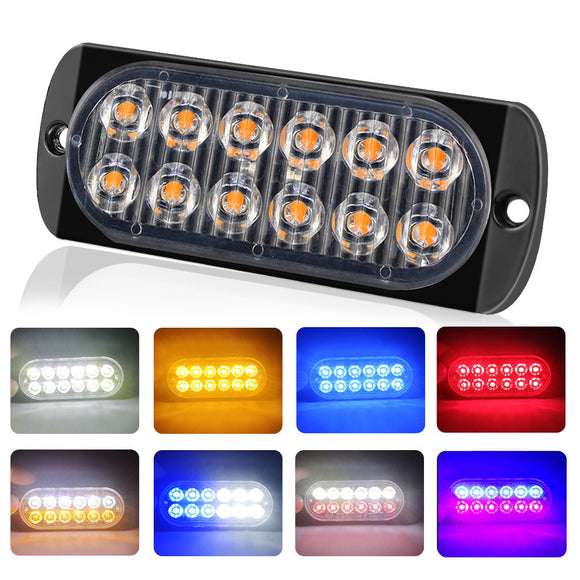 12LED Amber Car Emergency Flashing Light vehicle Strobe Flash Warning Lamp 6500K 12/24V 36W 18 Kind Flashing Model