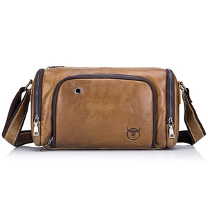 Men Outdoor Genuine Leather Korean Version Street Leisure Casual Large-capacity Motorcycle Bag