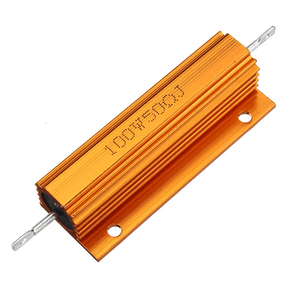 RX24 100W 50R 50RJ Metal Aluminum Case High Power Resistor Golden Metal Shell Case Heatsink Resistance Resistor