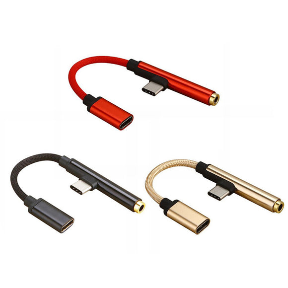 Bakeey 2 In 1 Type-C 3.5mm Headphone USB-C Jack Adapter Convertor Audio Cable for Mobile Phone