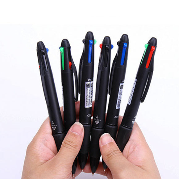 Deli 0.7mm 4 in 1 Colorful Ballpoint Pen Multicolor Retractable Ballpoint Pens Multi Function Pen