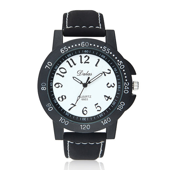 Dalas 6803 PU Leather Band Analog Quartz Casual Unisex Wrist Watch