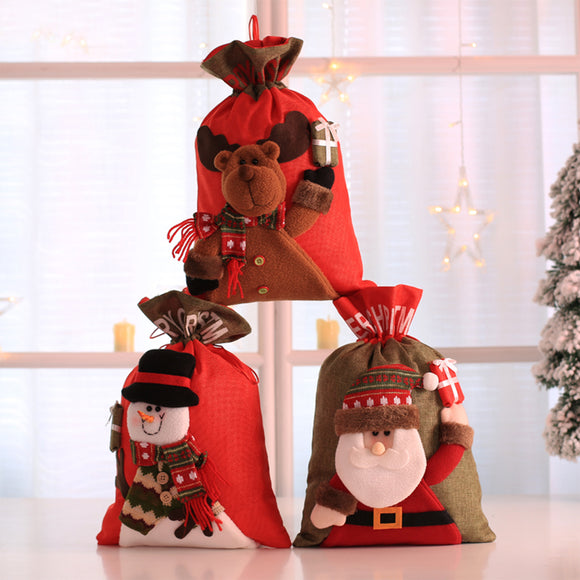 Large Christmas Santa Claus Sack Snowman Children Christmas Gifts Candy Stocking Bag