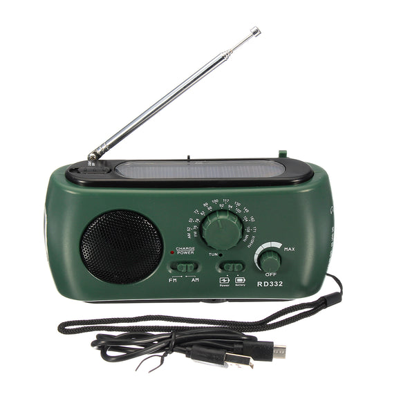 Dynamo Generator FM/AM Solar Crank Powered Radio With Flashlight Phone Charger