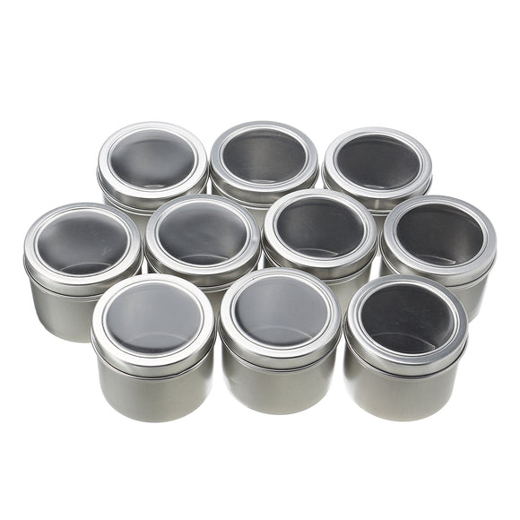 10pcs Empty Round Aluminum Box 60ml Jar Tin Nail Art Decoration Gem Container Gift Boxes