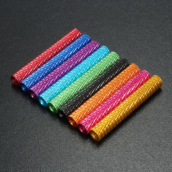 Suleve M3AS8 10Pcs M3 35mm Knurled Standoff Bolt Aluminum Alloy 6061 Anodized Spacer Multicolor