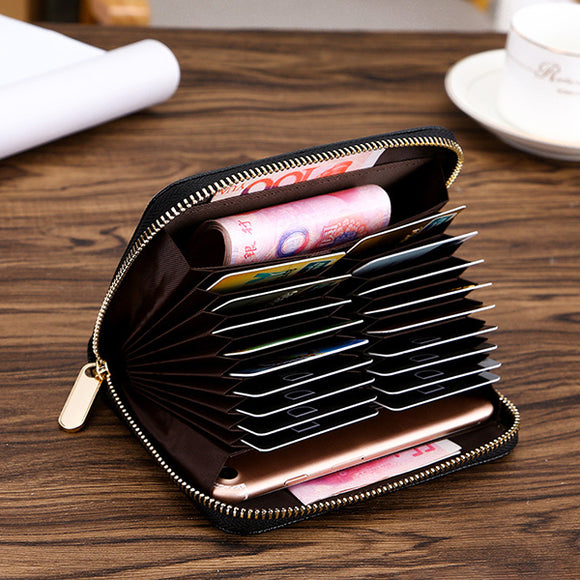 18 Card Slots Men's Zipper Short Wallet Card Holder with RFID Blocking Technology