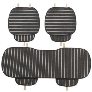 3Pcs Car Seat Cover 5-Seats Breathable Linen Fabric Pad Mat For Auto Chair Cushion