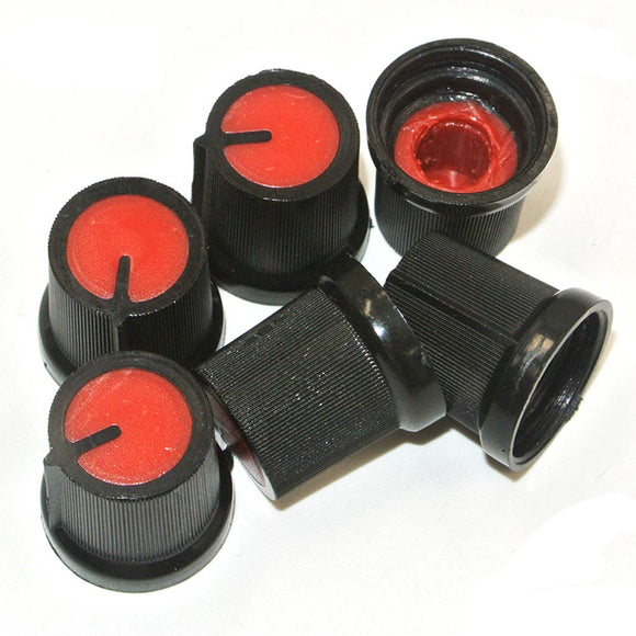 30Pcs Red Plastic For Rotary Taper Potentiometer Hole 6mm Knob
