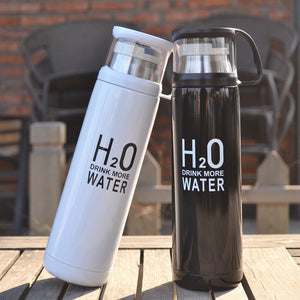Honana 500ml H2O Stainless Steel Thermos Cup Winter Vacuum Flask Travel Mug