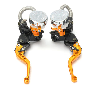Pair 7/8inch 22mm CNC Motorcycle Brake Levers Master Cylinder Reservoir Universal