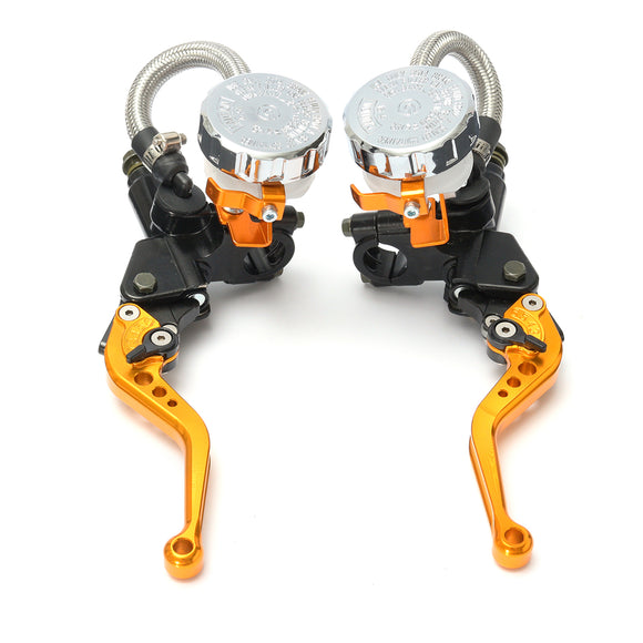 Pair 7/8inch 22mm CNC Motorcycle Brake Levers Master Cylinder Reservoir Universal