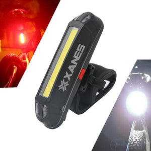 XANES 2 in 1 500LM Bicycle USB Rechargeable LED Bike Light Taillight Ultralight Warning Night