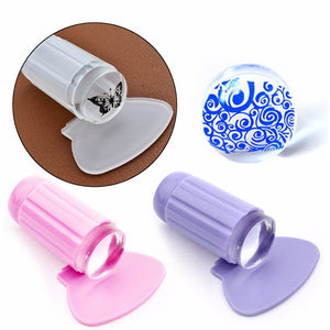 Transparent Clear Silicone Nail Art  Polish Stamper Stamping Printer  Plate Scraper Set