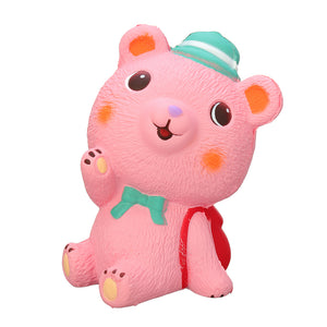 11.5*7*4.5CM Pink Schoolbag Bear Squishy Slow Rising With Packaging Collection Gift Soft Toy