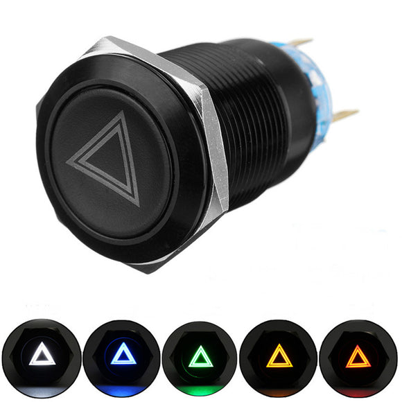 19mm 12V LED Push Button On Off Hazard Warning Signal Light Switch For Car Lorry Boat