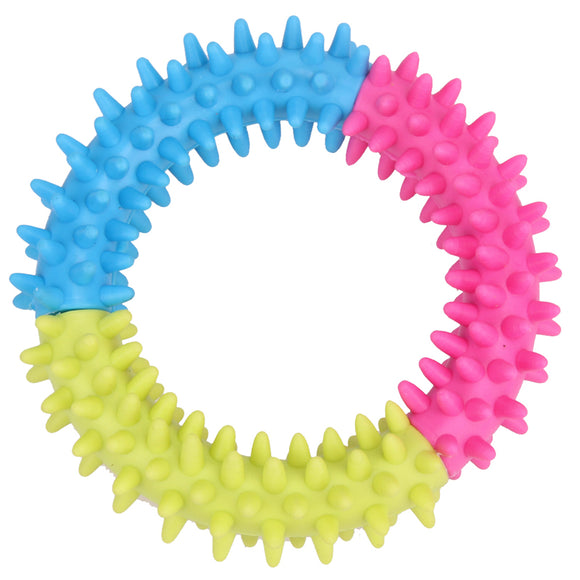 Yani DCT-5 Dog's Squishy Thorn Ring Chew Toy Rubber Multicolor Circle Dental Healthy Training Toys