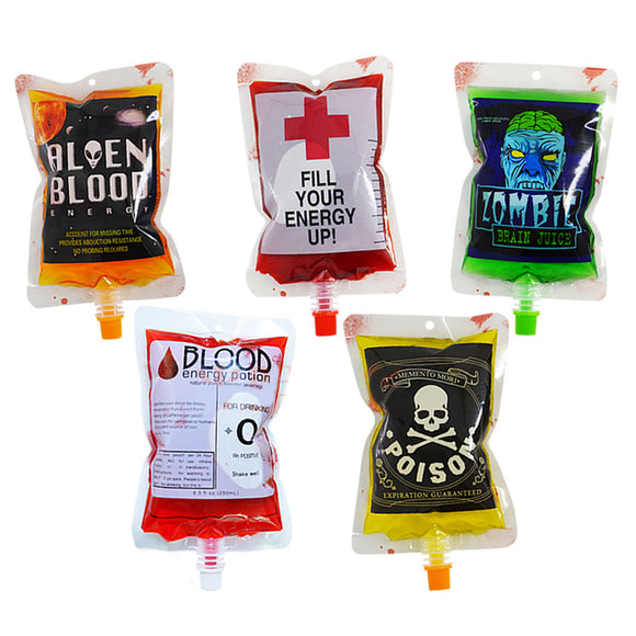 1PCS Reusable Blood Energy Drink Bag Halloween Pouch Props Vampire Cosplay 250ml Decoration Toys