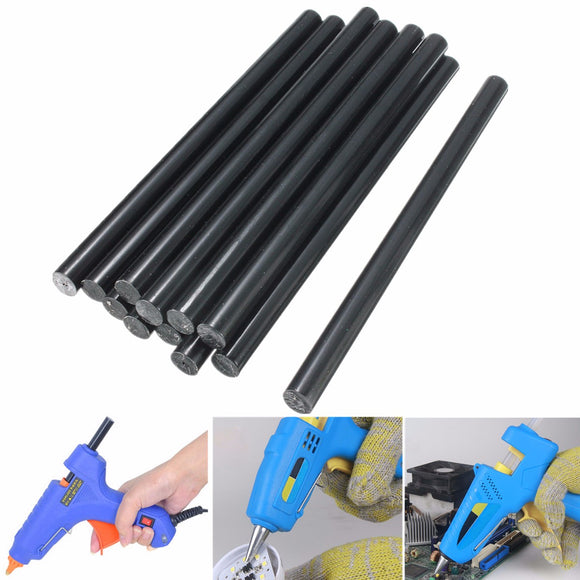 12Pcs 11mm x 190mm Hot Melt Glue Sticks Crafting Models Black Plastic