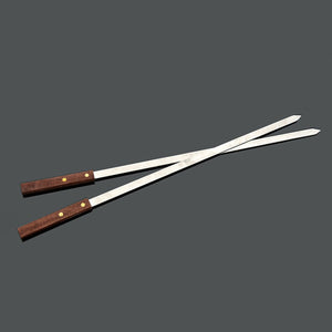23.5 Stainless Steel BBQ Skewers Wood Handle Grill Kebab Fork Stick"