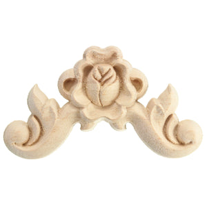 6x6cm Wooden Rose Floral Applique Carved Corner for Furniture Decoration