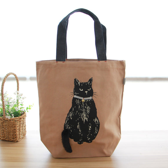 Women Large Capacity Casual Nylon Light WeightCute Cat Bag Handbag  For Outdoor Shopping