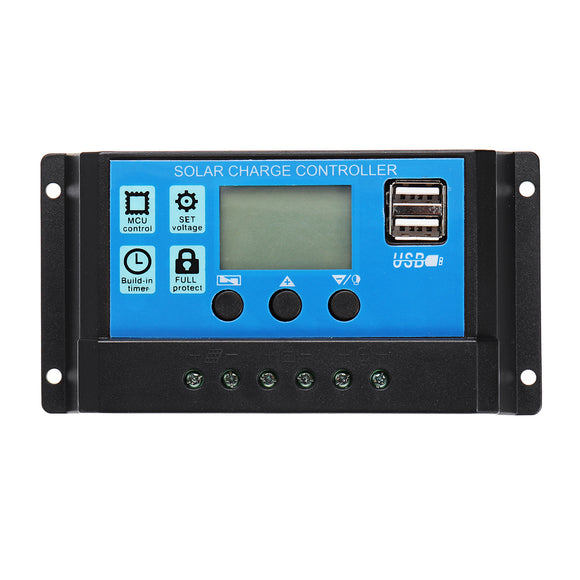 10/20/30/40A 12V 24V Auto Solar Charge Controller Dual USB Light &Time Control LED Indicator