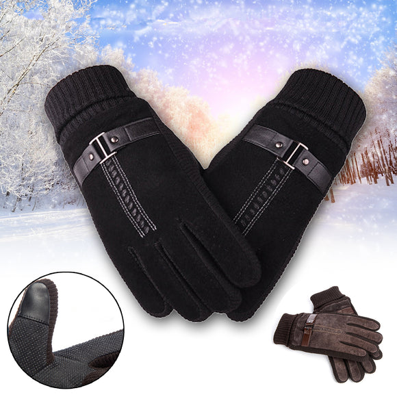 Winter Plush Inner Touch Screen Motorcycle Leather Gloves Camping Skiing Bicycle Driving Protective
