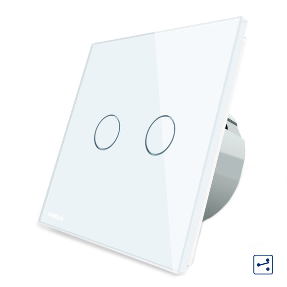 Livolo White Glass Touch Panel EU Standard Intermediate Switch VL-C702S-11