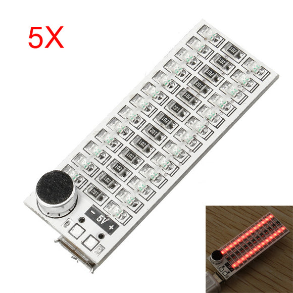 5Pcs 2x13 USB Mini Spectrum Red LED Board Voice Control Sensitivity Adjustable