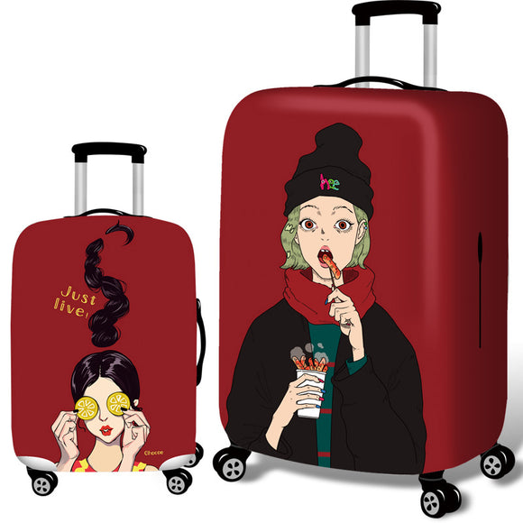 Honana Cool Girls Elastic Luggage Cover Trolley Case Cover Durable Suitcase Protector for 18-32 Inch