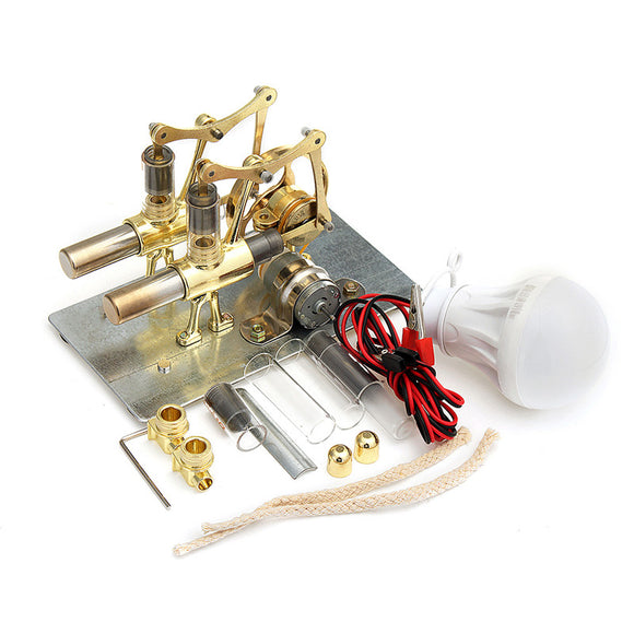 STEM Mini Hot Air Stirling Engine Generator Double Cylinder Engine Model