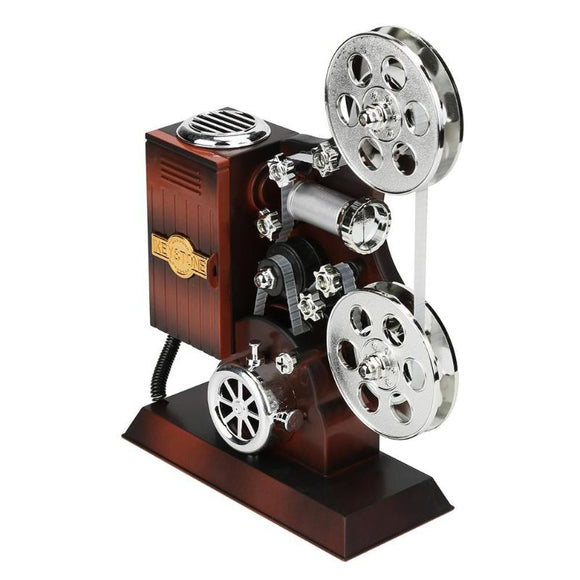 Retro Movie Film Projector Music Box Wood Metal Antique Musical Box Christmas Gift for Kids