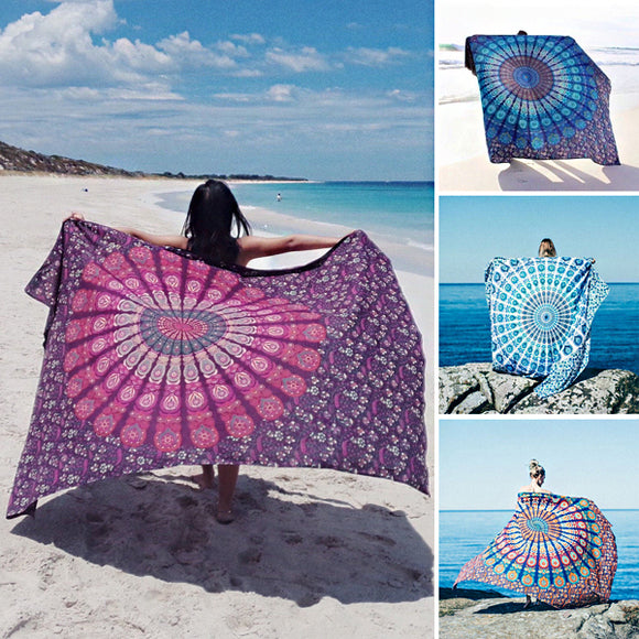 Honana WX-17 150x210cm Bohemian Style Polyester fiber Beach Towel Mandala Rectangle Bed Sheet