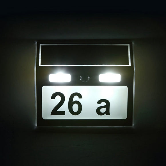 Solar Power 7 LED PIR Motion Sensor House Number Light Door Sign Wall Street Lamp